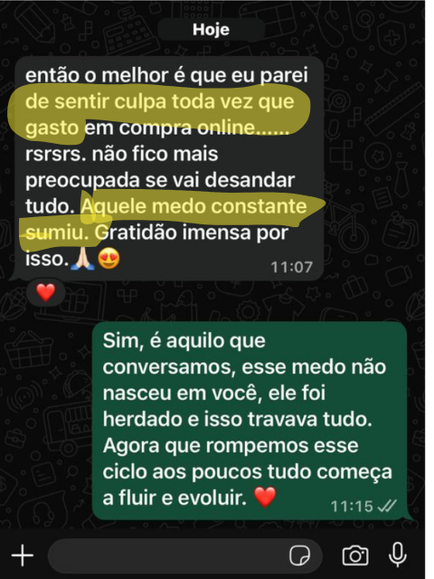 Depoimento, medo constante de gastar sumiu após o Protocolo
